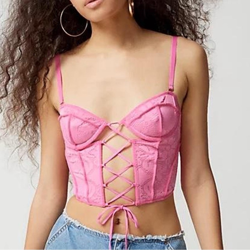 Urban Outfitters Pink Lace Corset Top
